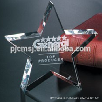Paperweight de cristal da forma da estrela com logotipo personalizado para lembranças